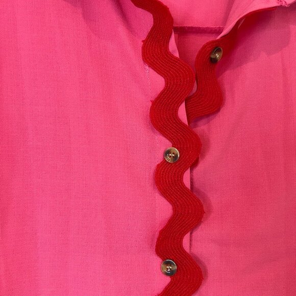 Women’s Pink and Red Two Piece Set Button Top with Scallop Trim size Large - Picture 5 of 10